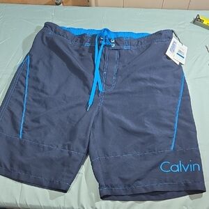 Calvin Klein XL 50+ UPF/SPF Quick Dry  Navy and Blue Board Shorts Swim Trunks